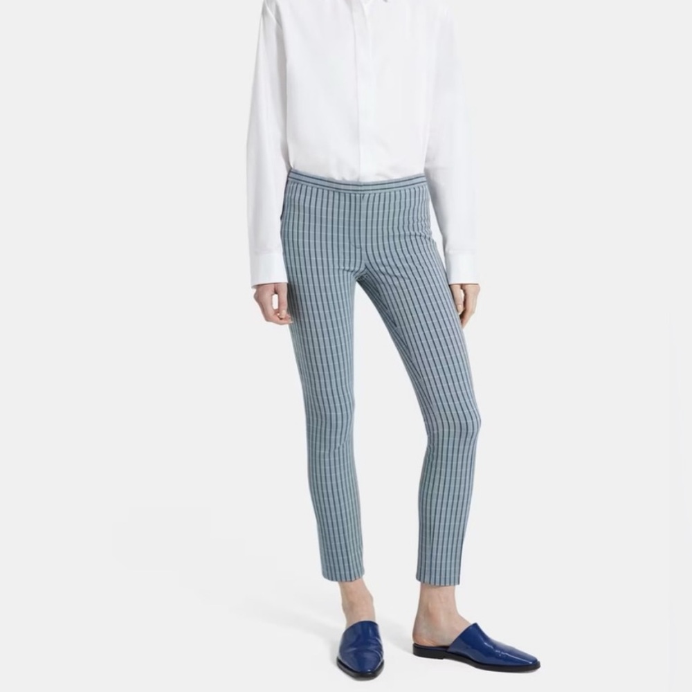 Theory Blue Windowpane Classic Skinny Pants
